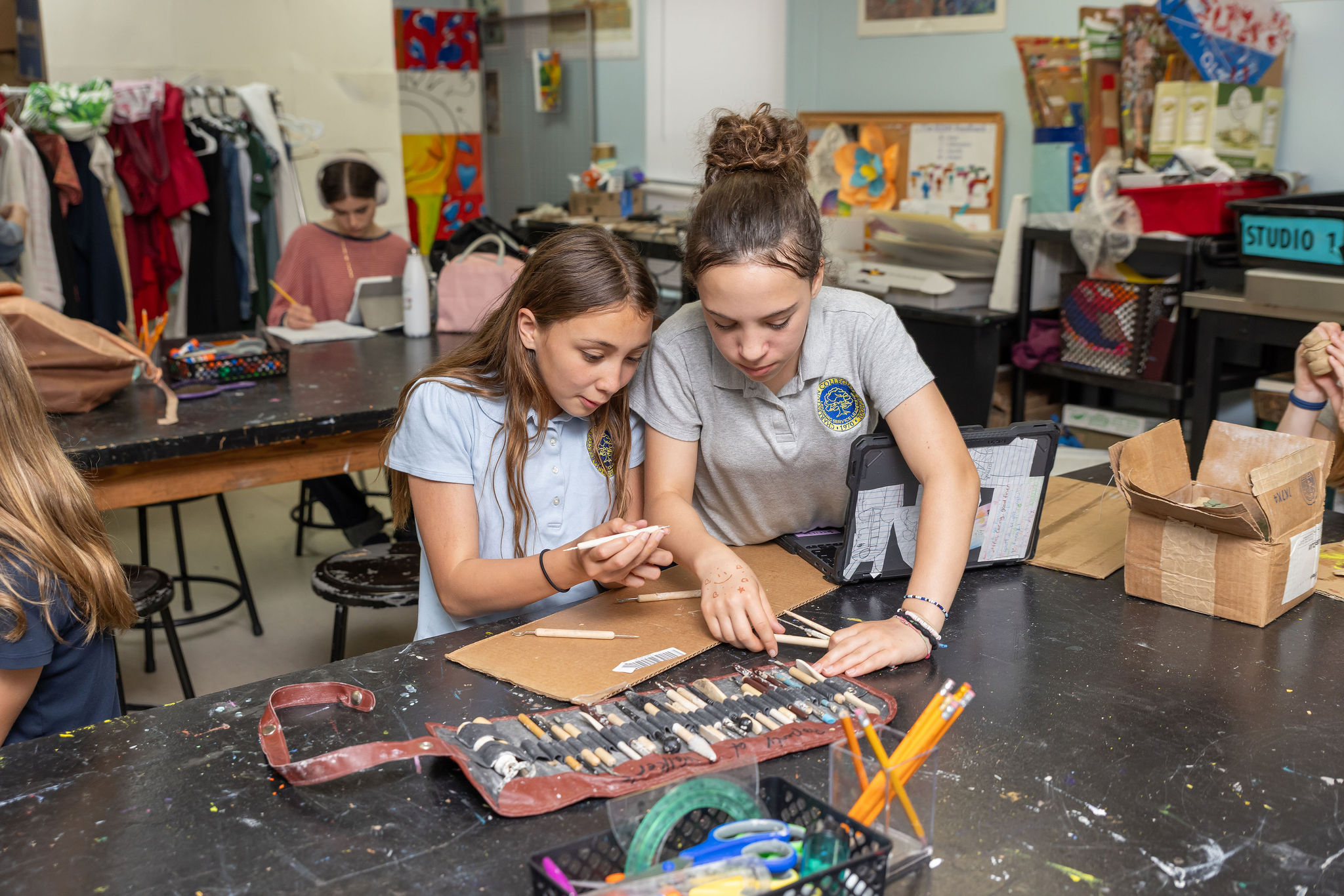 Middle school students in art class. 
