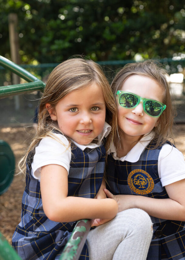 Students hanging out on the playground.