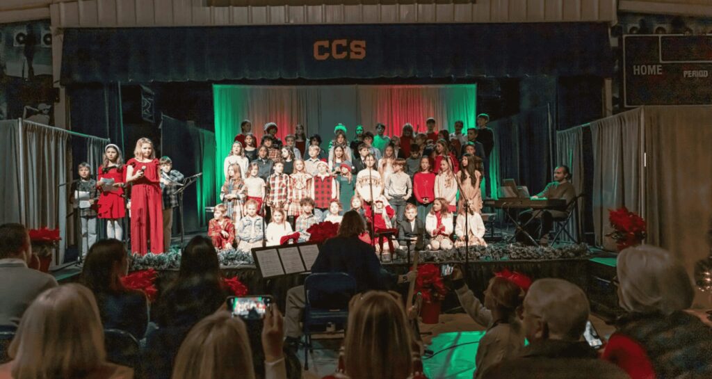 Students performing on stage during Winterfest.