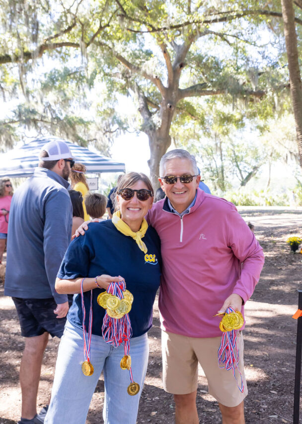 Leadership team members at a school event.