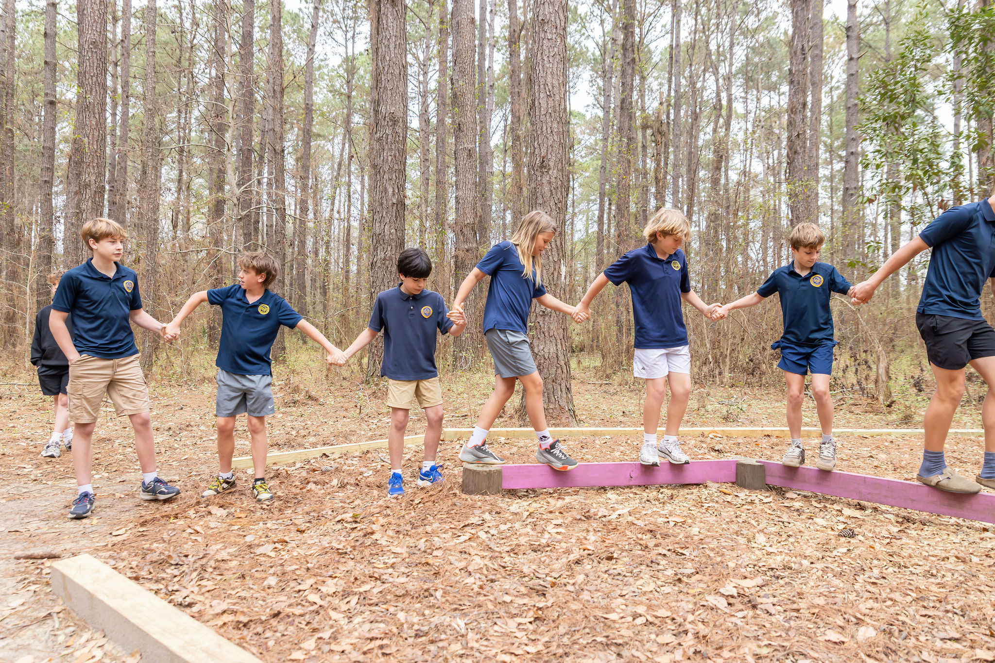 Team building during outdoor leadership class.