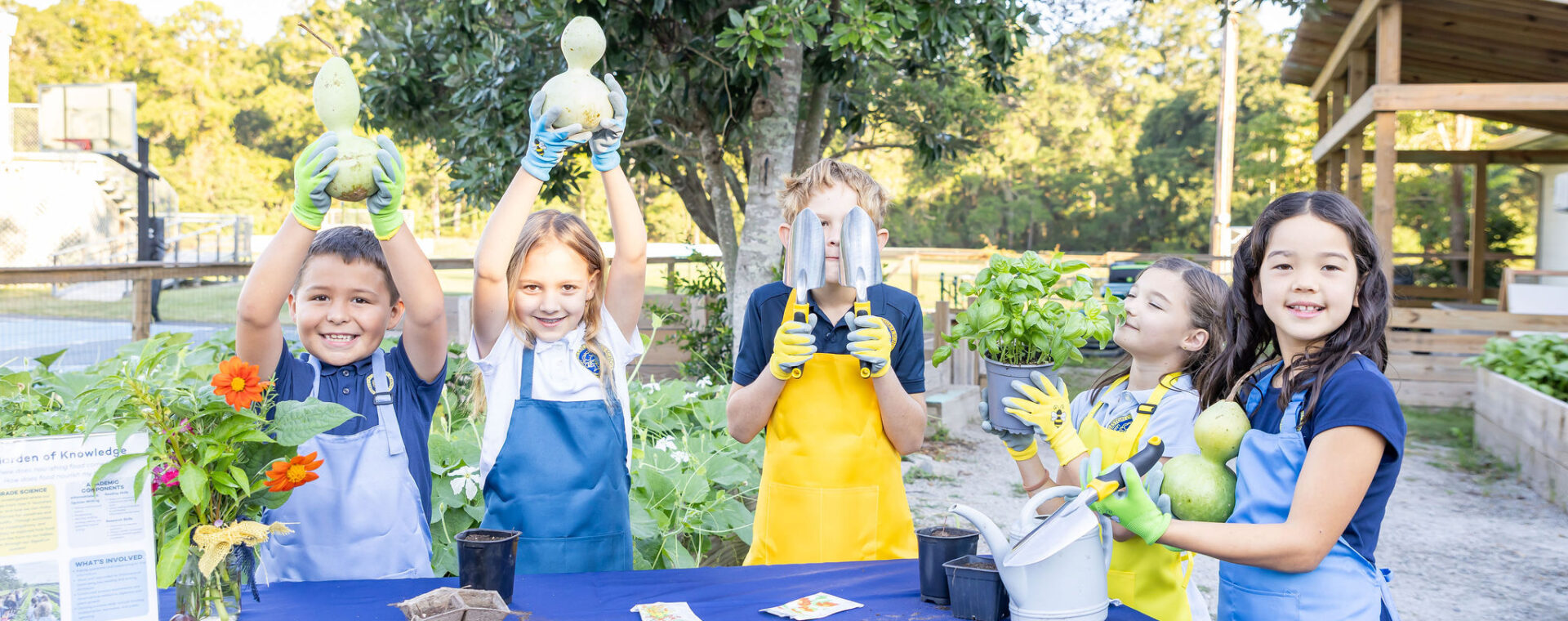 Students during an exhibition of learning on growing their own food. 